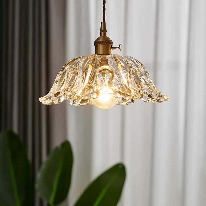 Japanese Glass Pendant Light - Vintage Brass Restaurant and Bar Lighting