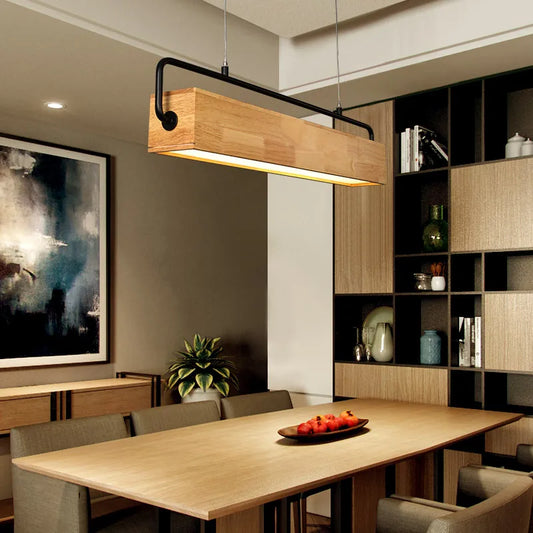 Nordic Wood Pendant Lights - Contemporary LED Lamps for Dining, Living Room, Kitchen, Office, Shop, Bar, and Cafe