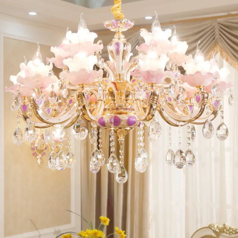 European Style Crystal Chandelier - Elegant Zinc Alloy Pendant Lighting for Modern Decor