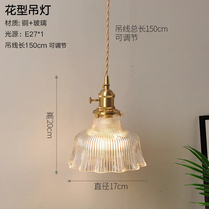 Nordic Style Copper Pendant Light Fixtures - Modern Glass Hanging Lamp for Kitchen, Dining, and Living Spaces