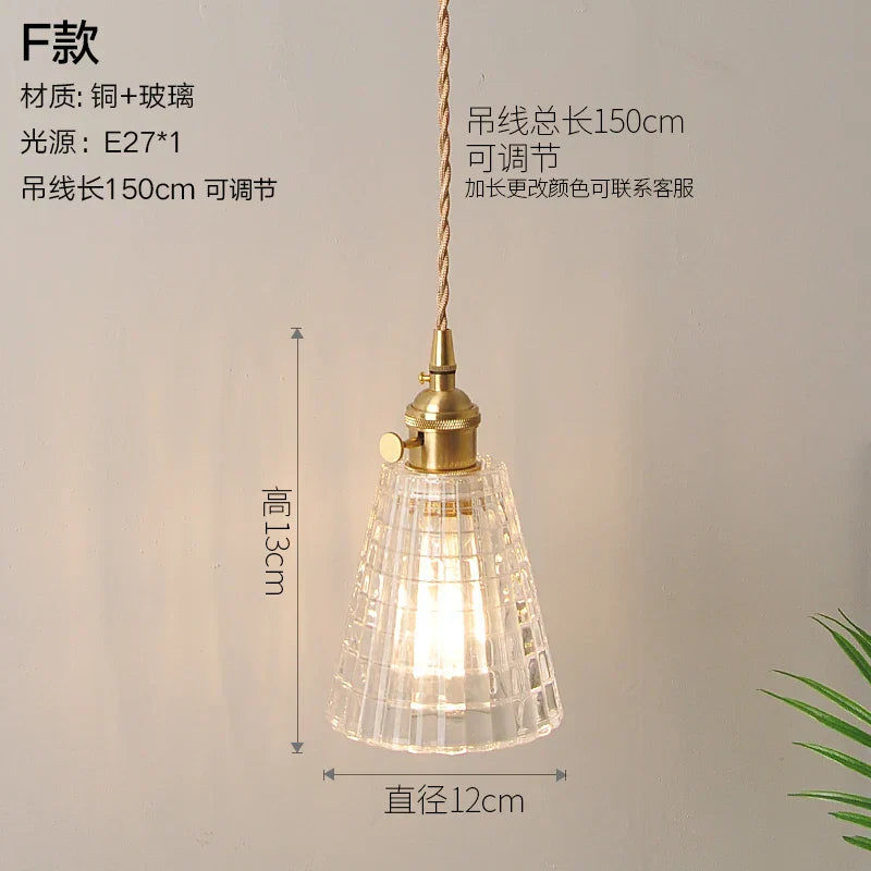 Nordic Style Copper Pendant Light Fixtures - Modern Glass Hanging Lamp for Kitchen, Dining, and Living Spaces