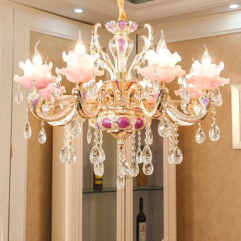European Style Crystal Chandelier - Elegant Zinc Alloy Pendant Lighting for Modern Decor