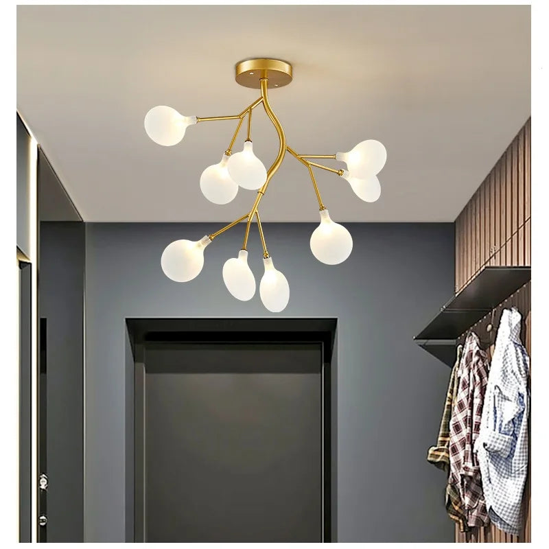 Modern LED Firefly Ceiling Chandelier - Contemporary Tree Branch Pendant Hanging Lamp with G4 LED Bulbs