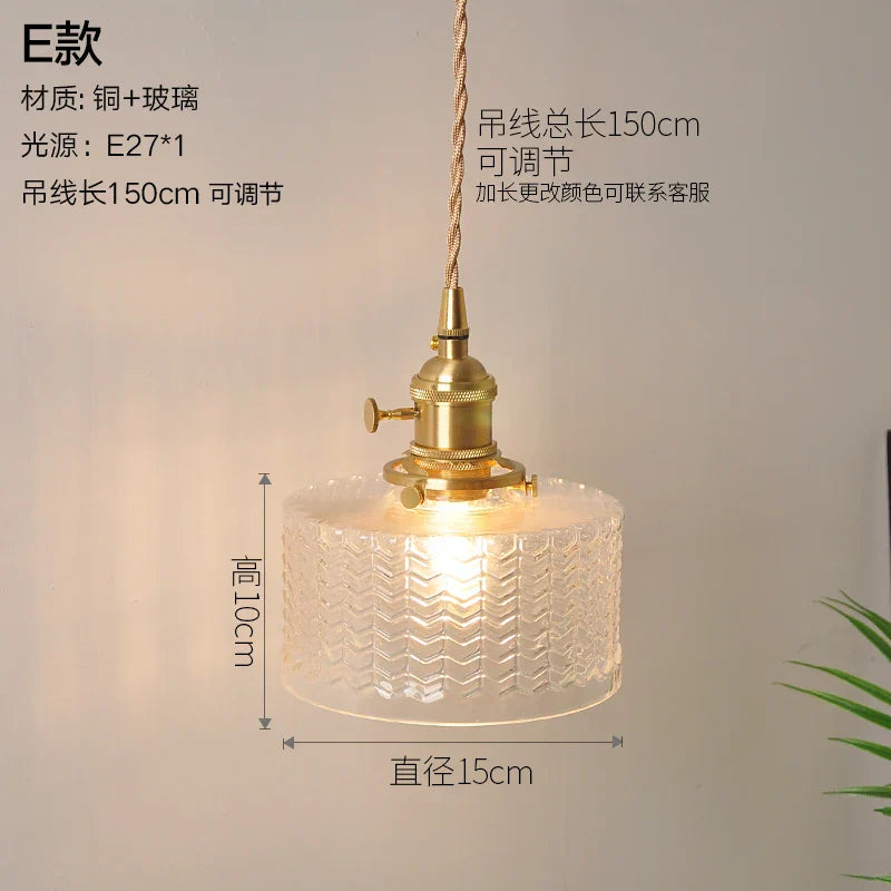 Nordic Style Copper Pendant Light Fixtures - Modern Glass Hanging Lamp for Kitchen, Dining, and Living Spaces