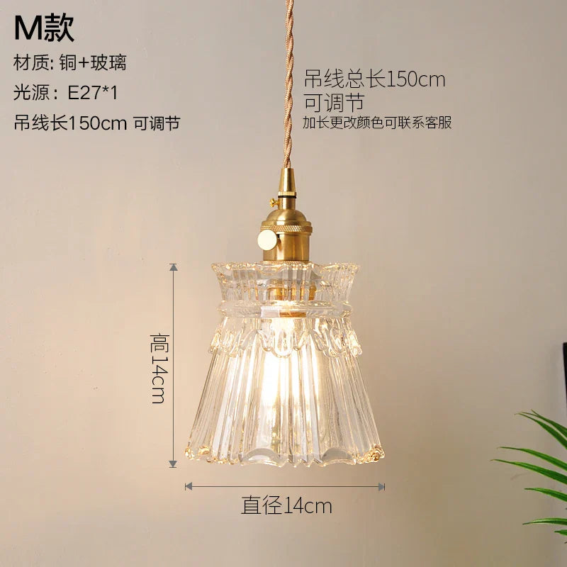 Nordic Style Copper Pendant Light Fixtures - Modern Glass Hanging Lamp for Kitchen, Dining, and Living Spaces