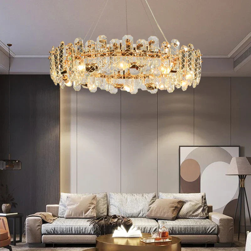 Modern Lustre Crystal LED Pendant Lights - Elegant Illumination for Living, Dining, and Bedroom Spaces