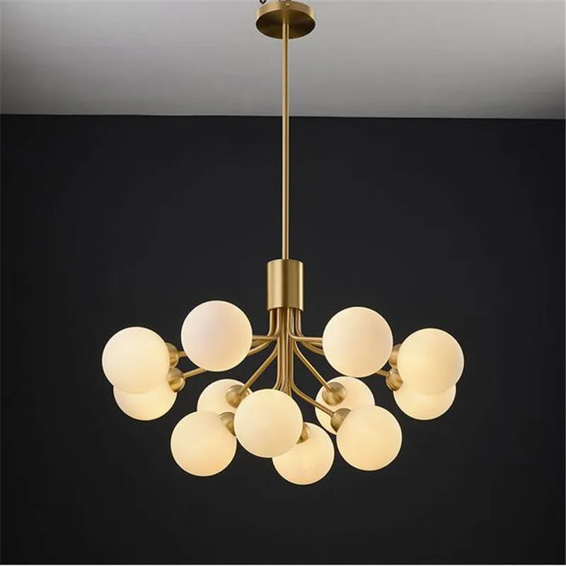 Luxury Gold Nordic Glass Ball Chandelier - LED Magic Bean Apiales Chandeliers for Bedrooms, Kitchens, Dining Rooms, and Cafe Lighting