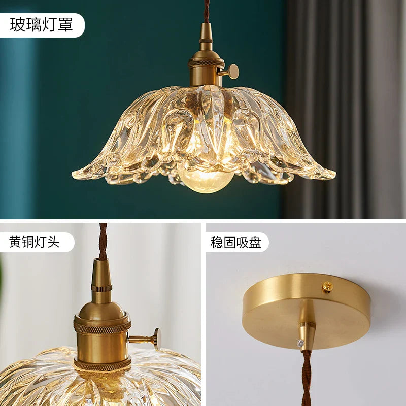 Japanese Glass Pendant Light - Vintage Brass Restaurant and Bar Lighting
