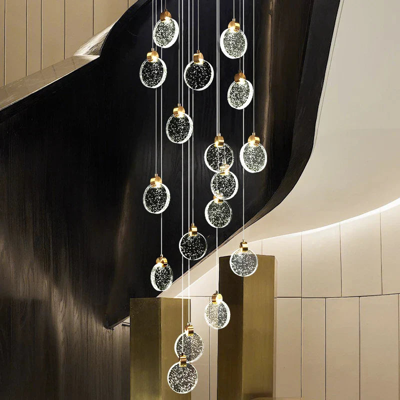 Round crystal pendant light for  living room dining room stair lamp decoration exhibition hall