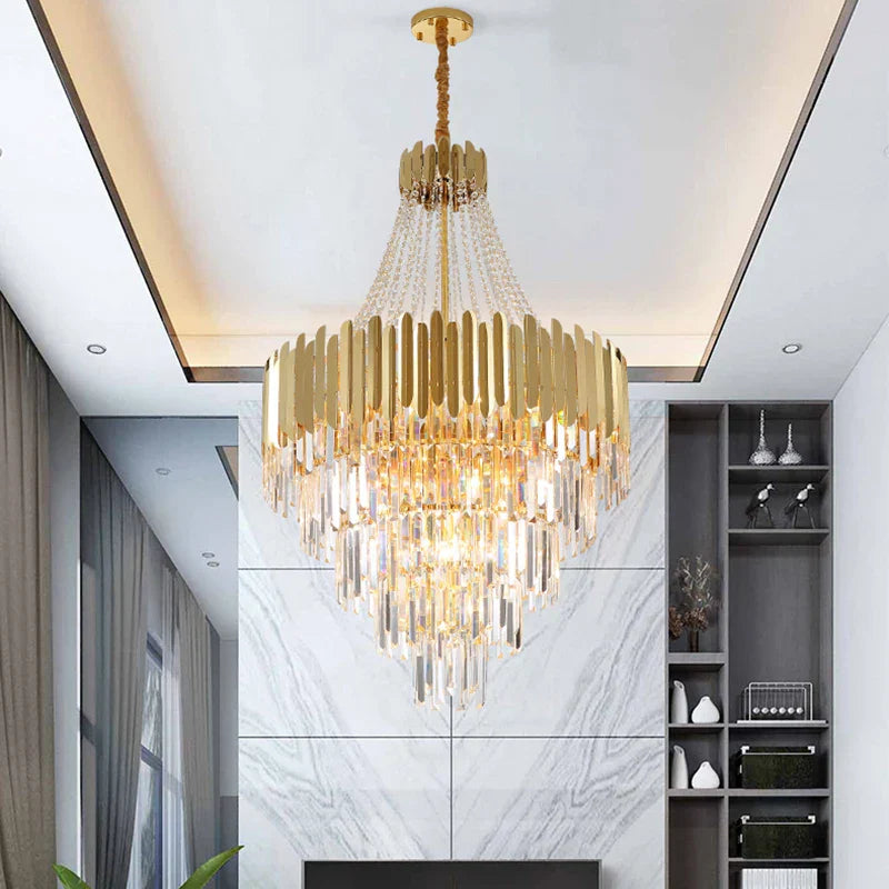 Modern Nordic Crystal Pendant Lights - Light Luxury Elegance for Villas, Hotels, and Double Staircase Living Spaces with LED Efficiency