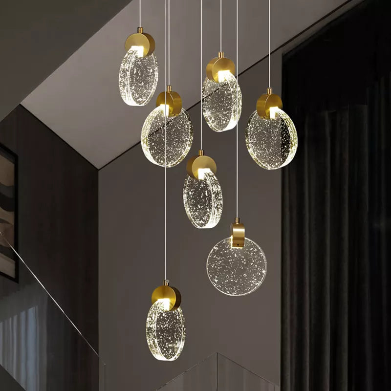 Round crystal pendant light for  living room dining room stair lamp decoration exhibition hall