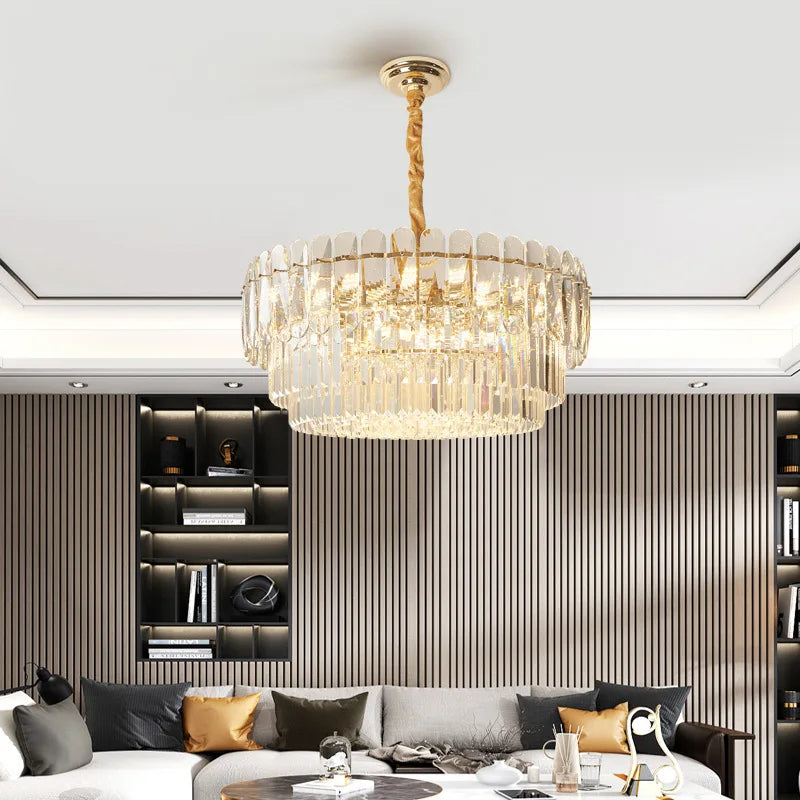 Modern Crystal LED Pendant Lights - Gold Elegance for Living Rooms, Kitchens, Dining Rooms, and Bedrooms in Nordic Loft Style