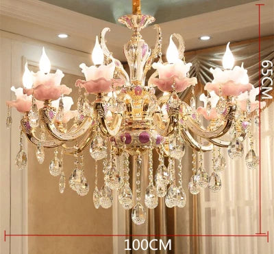 European Style Crystal Chandelier - Elegant Zinc Alloy Pendant Lighting for Modern Decor