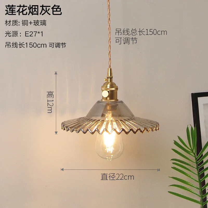 Nordic Style Copper Pendant Light Fixtures - Modern Glass Hanging Lamp for Kitchen, Dining, and Living Spaces