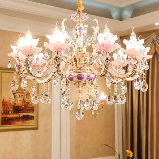 European Style Crystal Chandelier - Elegant Zinc Alloy Pendant Lighting for Modern Decor