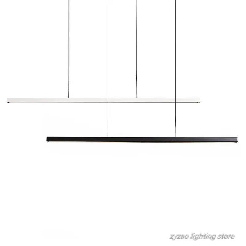 Sleek Wooden Line LED Pendant Lamp - Modern Minimalist Lighting for Office, Dining Room, Cafe, and Bar Decor