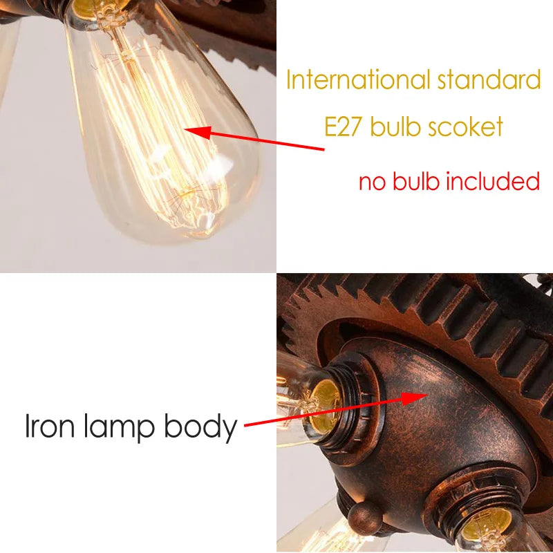 Loft Retro Industrial Iron Chandelier Pendant Lamp - Personality Fixture for Hotel, Restaurant, Bar, and Cafe Lighting