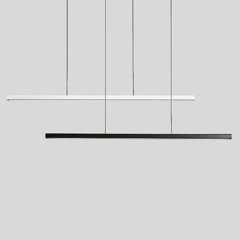 Sleek Wooden Line LED Pendant Lamp - Modern Minimalist Lighting for Office, Dining Room, Cafe, and Bar Decor