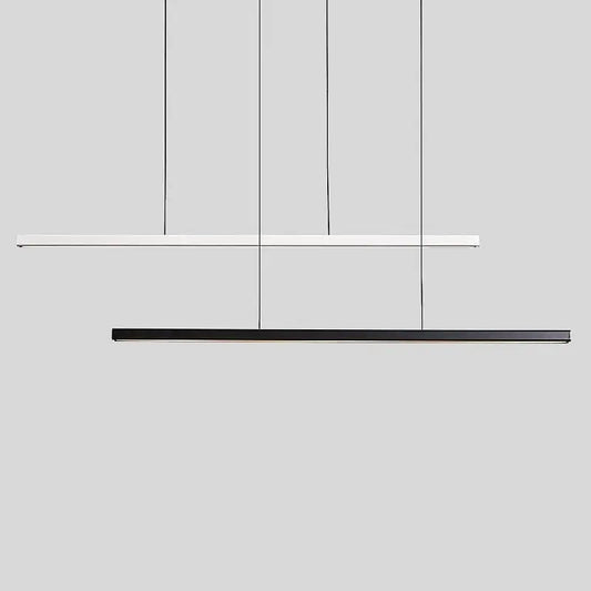 Sleek Wooden Line LED Pendant Lamp - Modern Minimalist Lighting for Office, Dining Room, Cafe, and Bar Decor