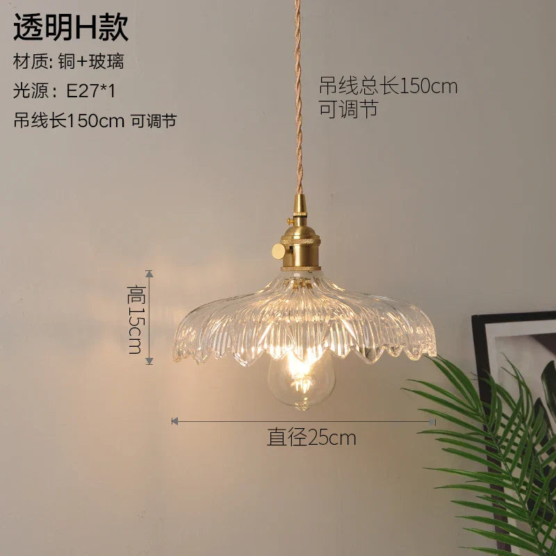 Nordic Style Copper Pendant Light Fixtures - Modern Glass Hanging Lamp for Kitchen, Dining, and Living Spaces