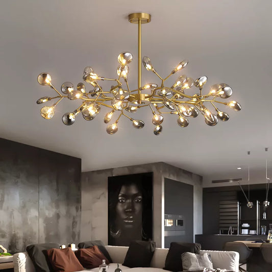 Modern LED Firefly Ceiling Chandelier - Contemporary Tree Branch Pendant Hanging Lamp with G4 LED Bulbs
