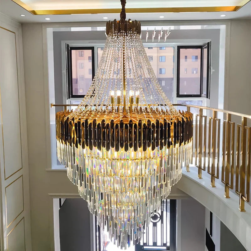 Modern Nordic Crystal Pendant Lights - Light Luxury Elegance for Villas, Hotels, and Double Staircase Living Spaces with LED Efficiency