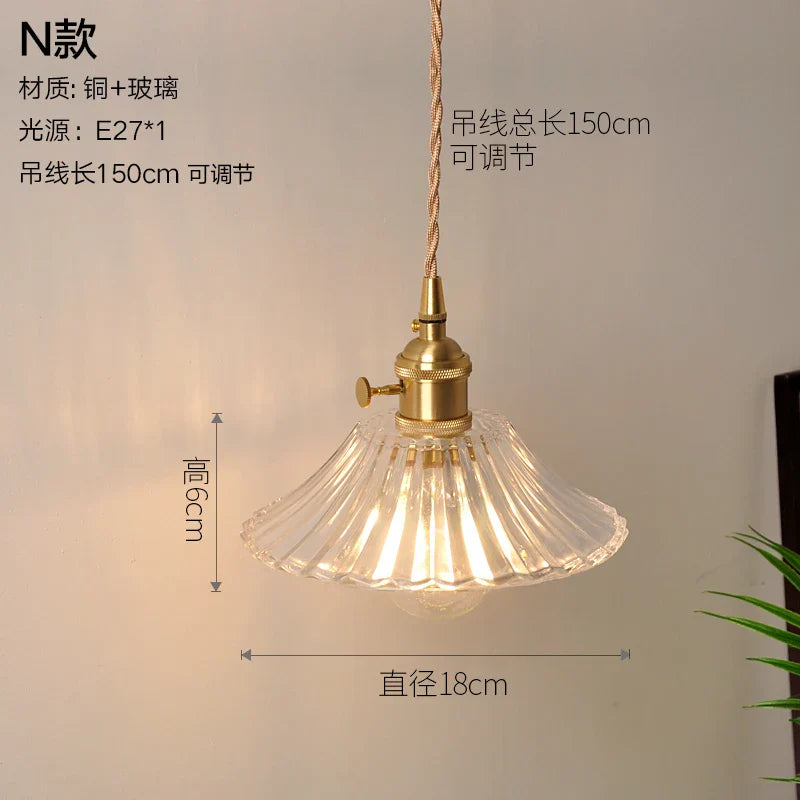 Nordic Style Copper Pendant Light Fixtures - Modern Glass Hanging Lamp for Kitchen, Dining, and Living Spaces