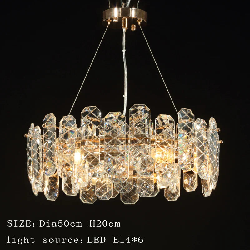 Modern Lustre Crystal LED Pendant Lights - Elegant Illumination for Living, Dining, and Bedroom Spaces
