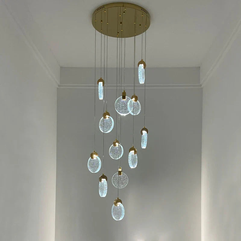 Round crystal pendant light for  living room dining room stair lamp decoration exhibition hall