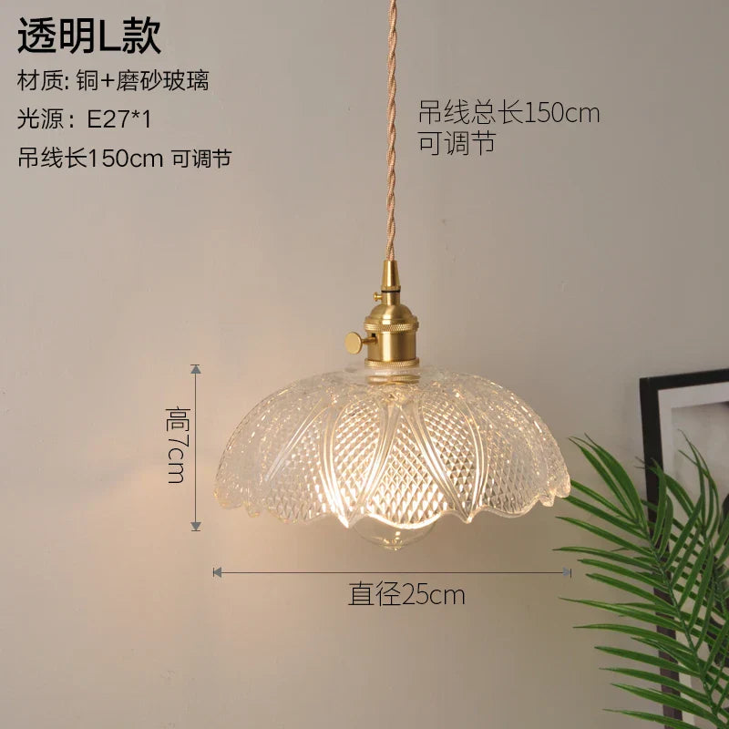 Nordic Style Copper Pendant Light Fixtures - Modern Glass Hanging Lamp for Kitchen, Dining, and Living Spaces