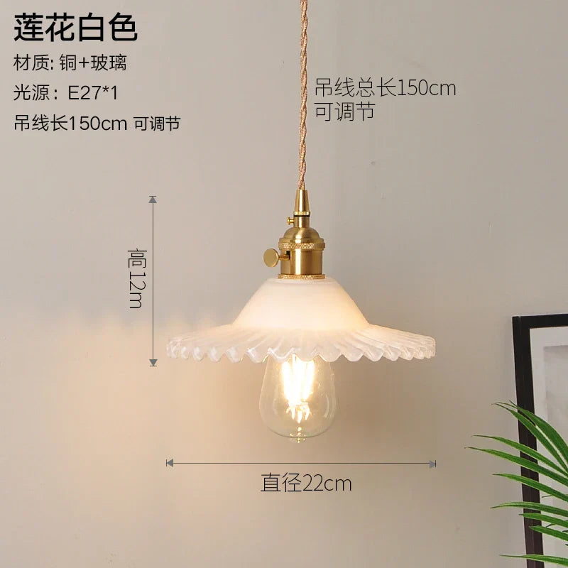 Nordic Style Copper Pendant Light Fixtures - Modern Glass Hanging Lamp for Kitchen, Dining, and Living Spaces