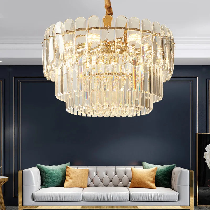 Modern Crystal LED Pendant Lights - Gold Elegance for Living Rooms, Kitchens, Dining Rooms, and Bedrooms in Nordic Loft Style