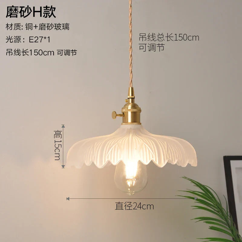 Nordic Style Copper Pendant Light Fixtures - Modern Glass Hanging Lamp for Kitchen, Dining, and Living Spaces