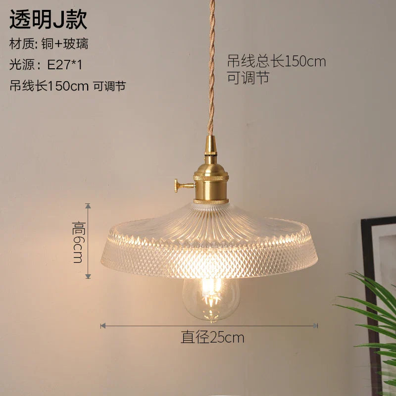 Nordic Style Copper Pendant Light Fixtures - Modern Glass Hanging Lamp for Kitchen, Dining, and Living Spaces