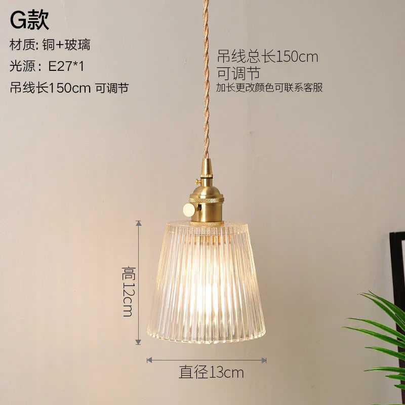 Nordic Style Copper Pendant Light Fixtures - Modern Glass Hanging Lamp for Kitchen, Dining, and Living Spaces