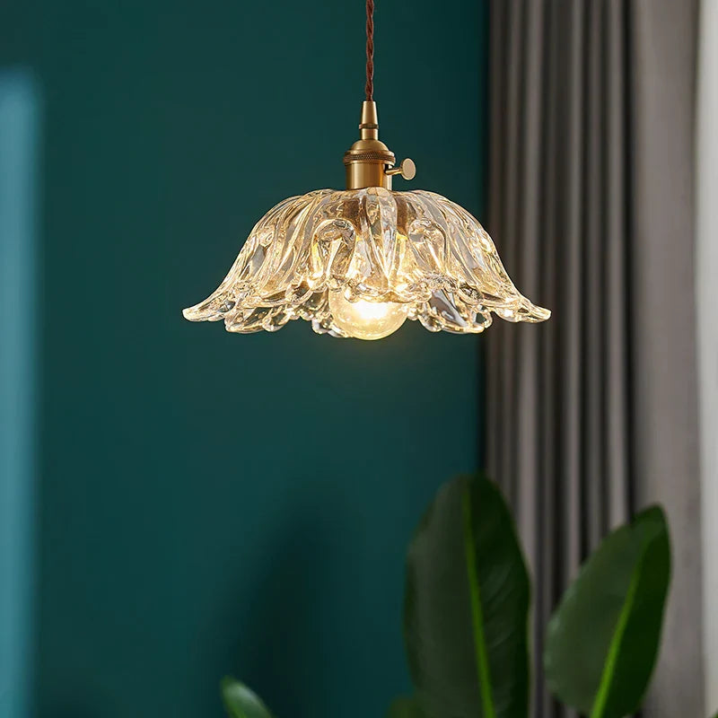 Japanese Glass Pendant Light - Vintage Brass Restaurant and Bar Lighting