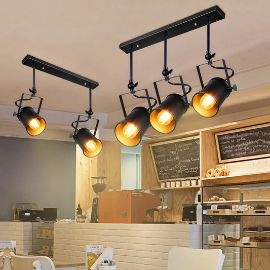 Vintage Loft Industrial Pendant Light - American Style Spotlight LED Lamp for Restaurant, Cafe, and Bar Decoration