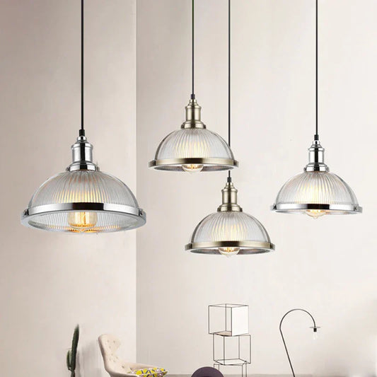 Vintage Glass Shade Hanging Lamp - Loft Luminaire Suspension LED Pendant for Dining Room and Office Lighting