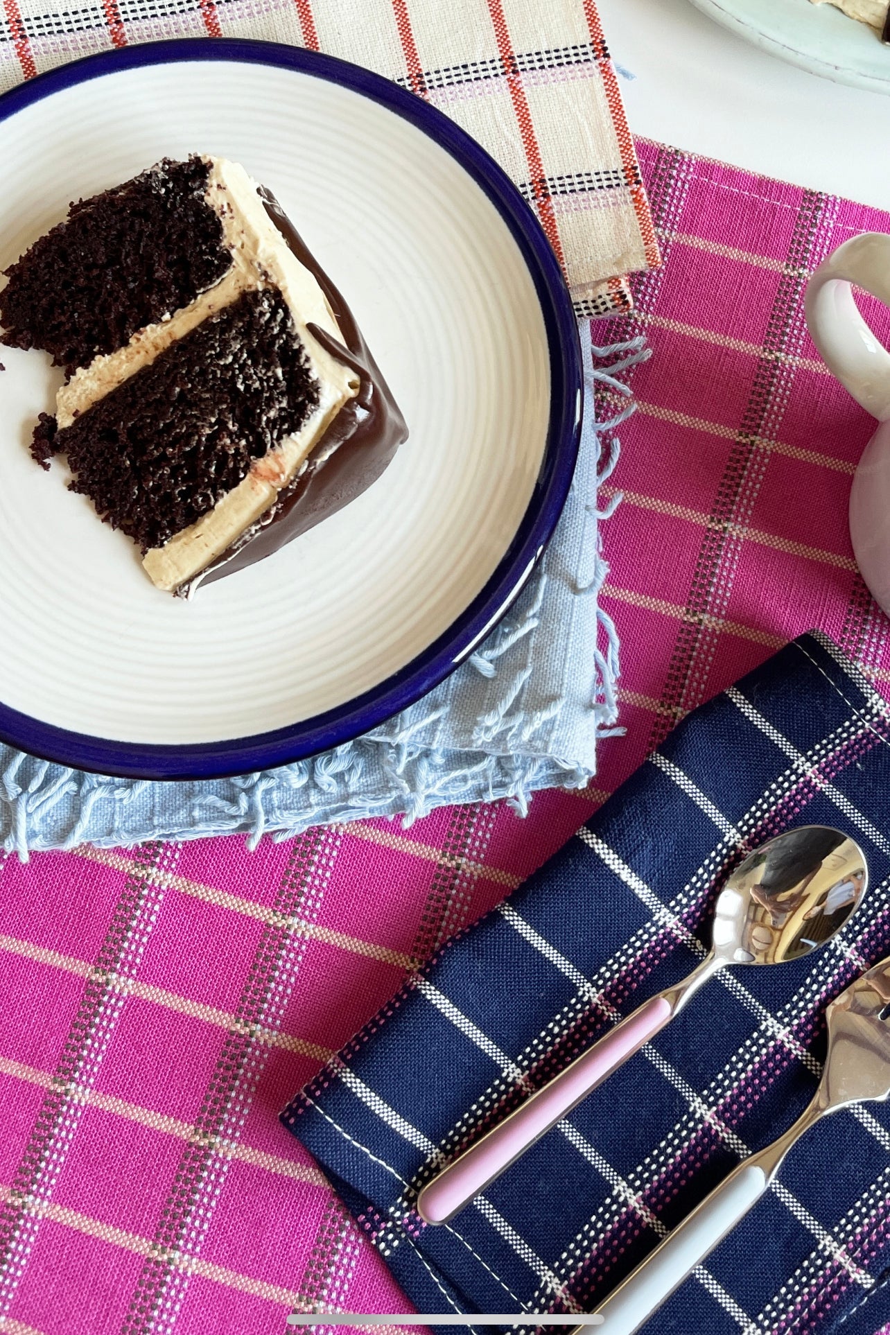 San Lucas Plaid Navy Cocktail Napkins Set of 4