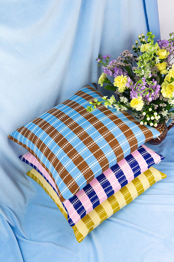 Santiago Grid Pillow - Butter