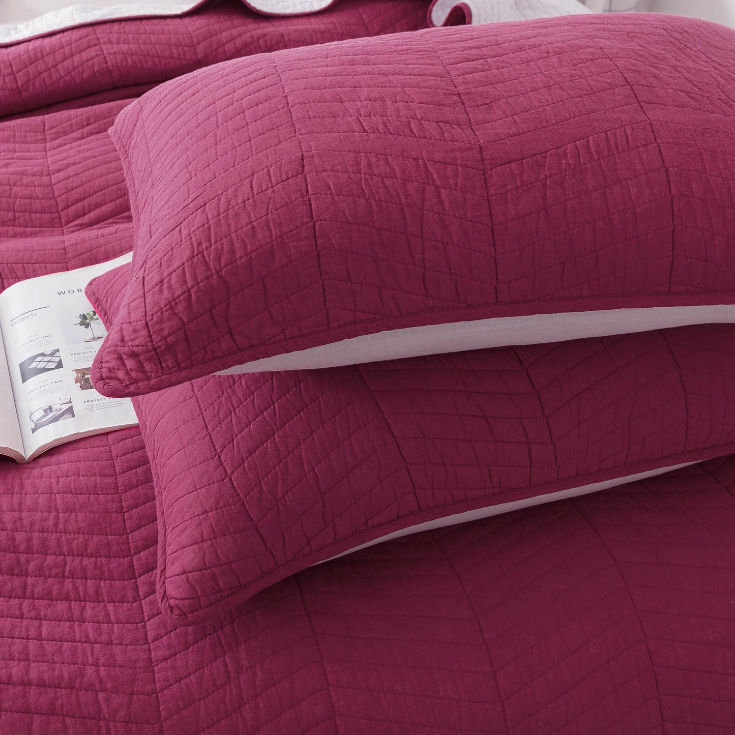 Kasentex Ultra Soft Cotton Oversized Bedspread Set, Blue or Red, Room Decor, Graduation Gifts