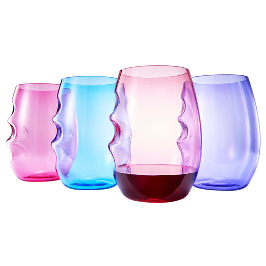 Dining & Tableware: Madrid Acrylic Stemless Finger-Indent Wine Glassware, Set of 4 by Khen Site