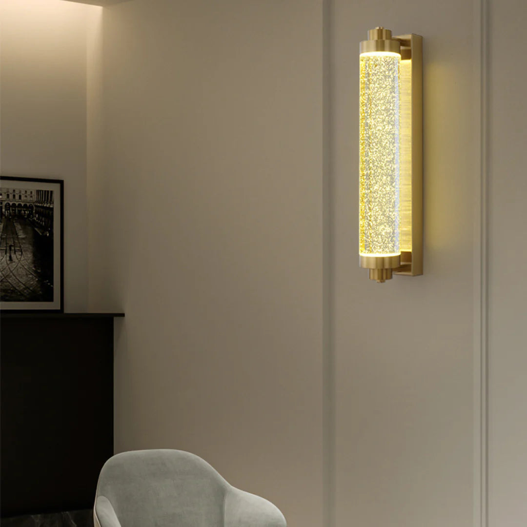 Long Tube Bubble Crystal Wall Lamp
