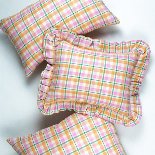 Marguerite Ruffle Plaid Pillow