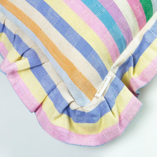 Maxine Ruffle Rainbow Stripe Pillow