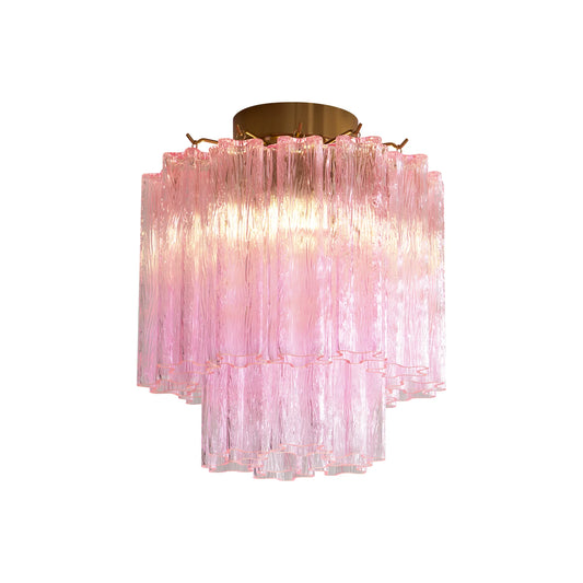 Pink Glass Tubes Murano Ceiling Lamp