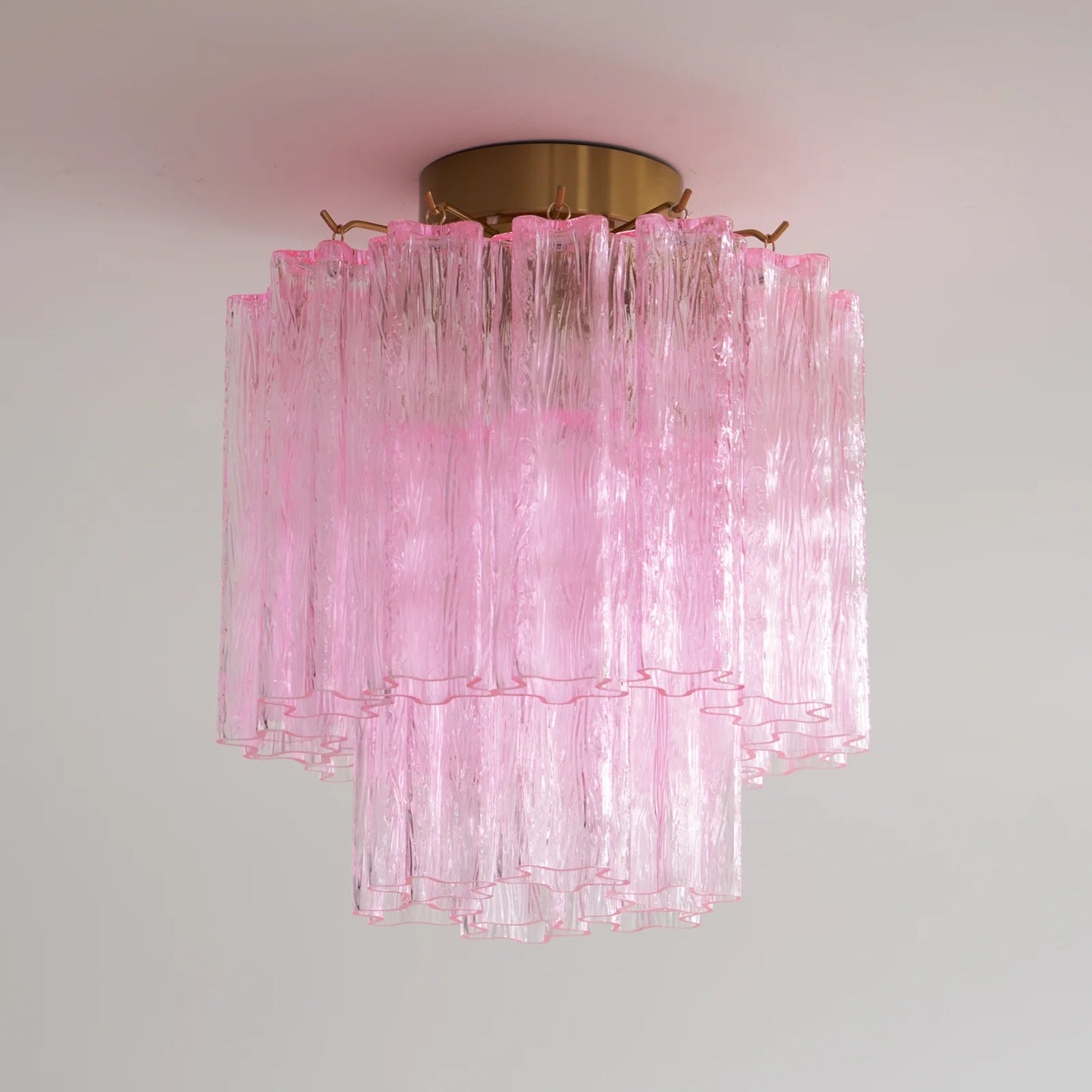 Pink Glass Tubes Murano Ceiling Lamp