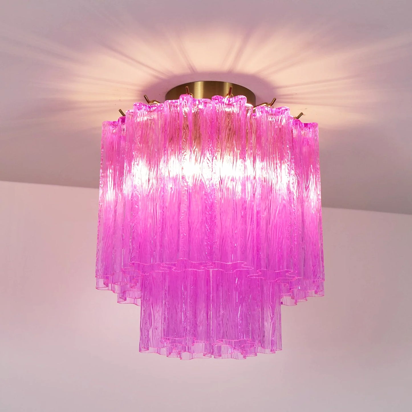 Purple Glass Tubes Murano Ceiling Lamp