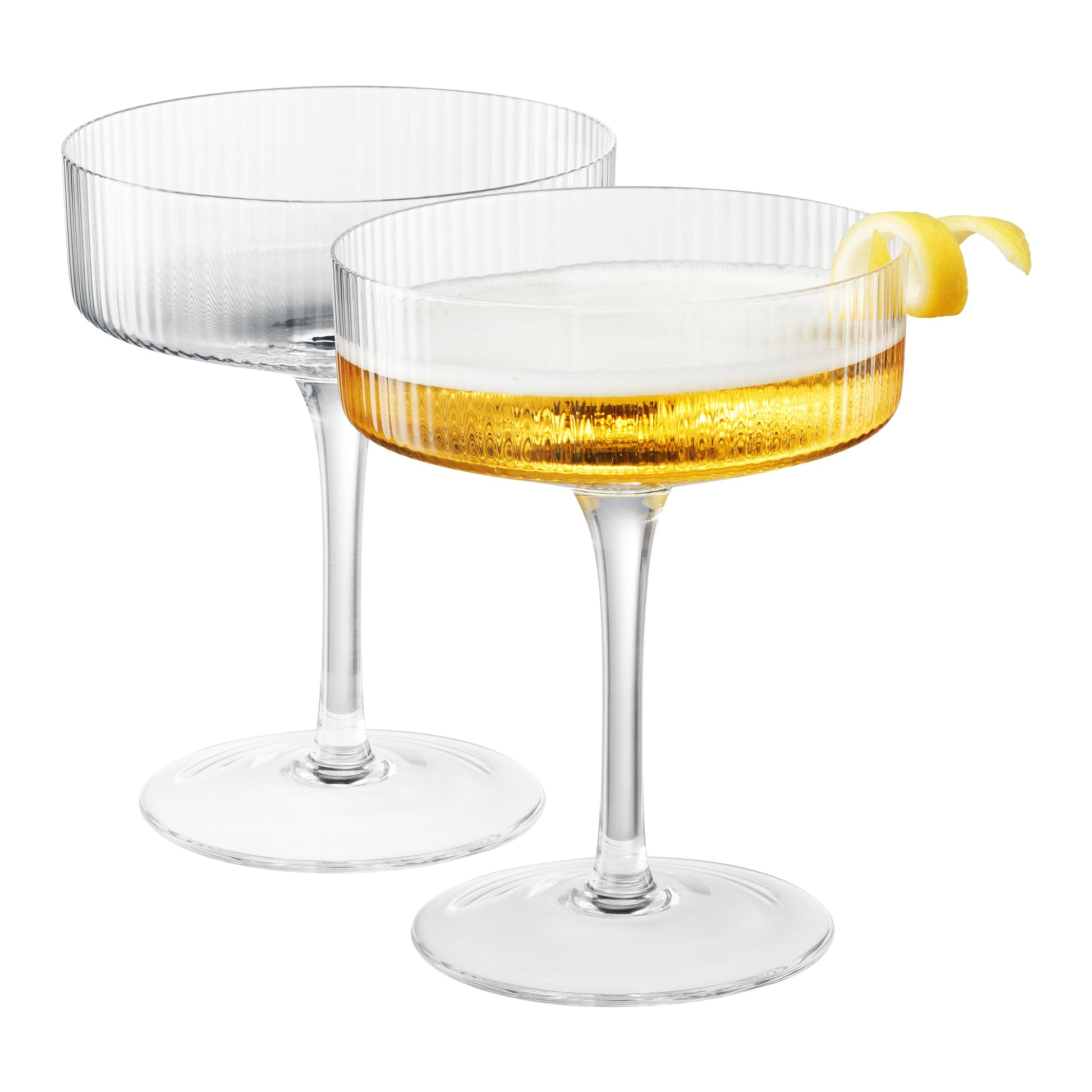 Dining & Tableware: Como Ribbed Champagne Coupe Cocktail Glassware, Set of 2 by Khen Site