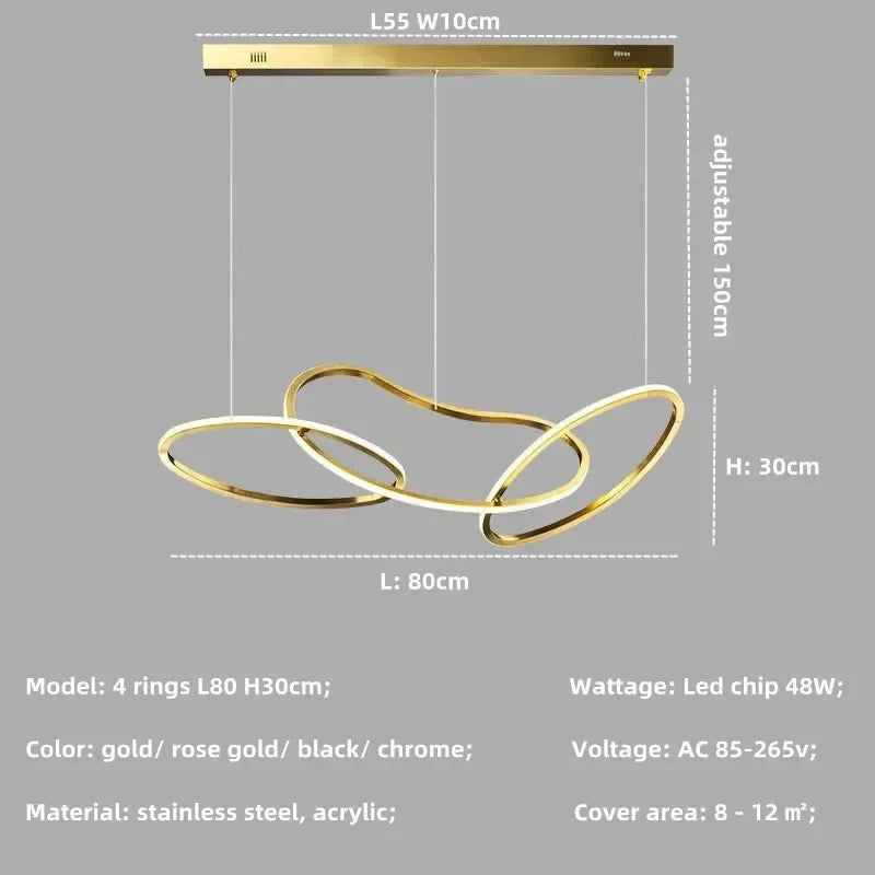 Modern Rose Gold LED Chandeliers - Elegant Lighting for Living and Dining Room Decor